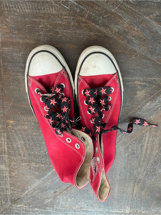 Converse Shoes - Converse Red and Cream High-Top Sneakers with Black-Red Laces
